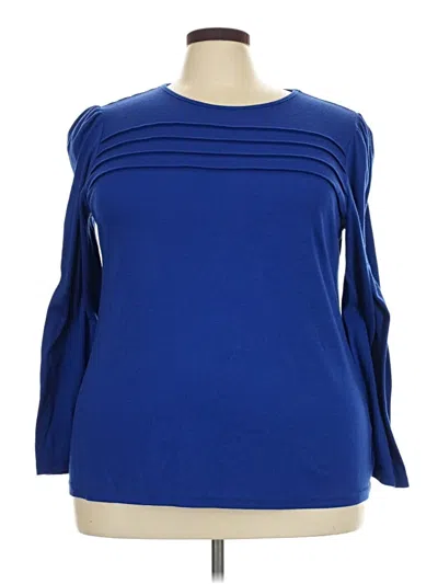 Pre-owned Ofeefan 3/4 Sleeve Top Blue Boatneck Tops