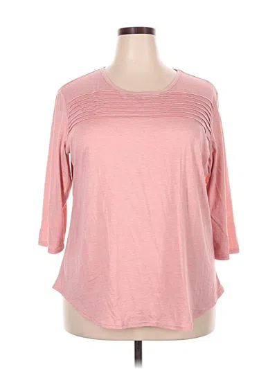 Pre-owned Ofeefan 3/4 Sleeve Top Pink Boatneck Tops
