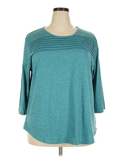 Pre-owned Ofeefan 3/4 Sleeve Top Teal Boatneck Tops