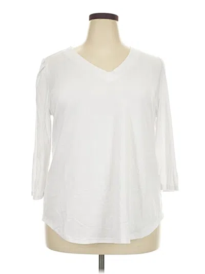 Pre-owned Ofeefan 3/4 Sleeve Top White V-neck Tops