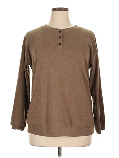 Pre-owned Ofeefan Long Sleeve Henley Shirt In Brown