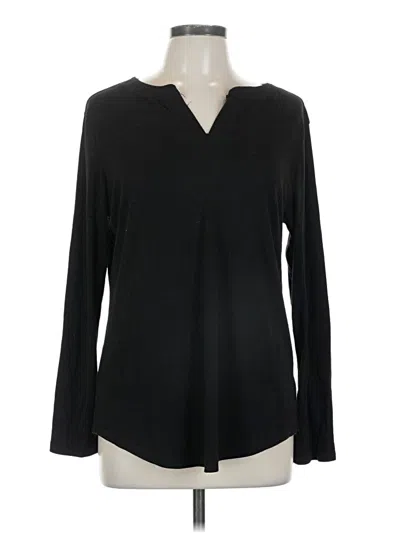 Pre-owned Ofeefan Long Sleeve Top Black V-neck Tops