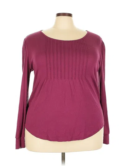 Pre-owned Ofeefan Long Sleeve Top Burgundy Boatneck Tops