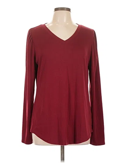 Pre-owned Ofeefan Long Sleeve Top Burgundy V Neck Tops