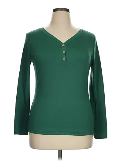 Pre-owned Ofeefan Long Sleeve Top Green V-neck Tops