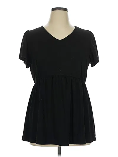 Pre-owned Ofeefan Short Sleeve Top Black Sweetheart Neckline Tops