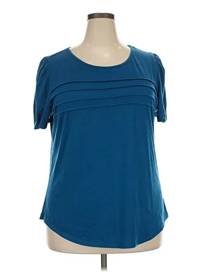 Pre-owned Ofeefan Short Sleeve Top Blue Scoop Neck Tops
