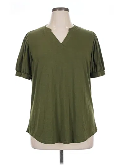 Pre-owned Ofeefan Short Sleeve Top Green V Neck Tops