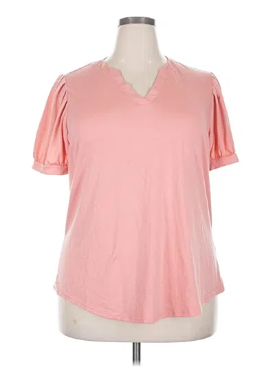 Pre-owned Ofeefan Short Sleeve Top Pink Cold Shoulder Neckline Tops