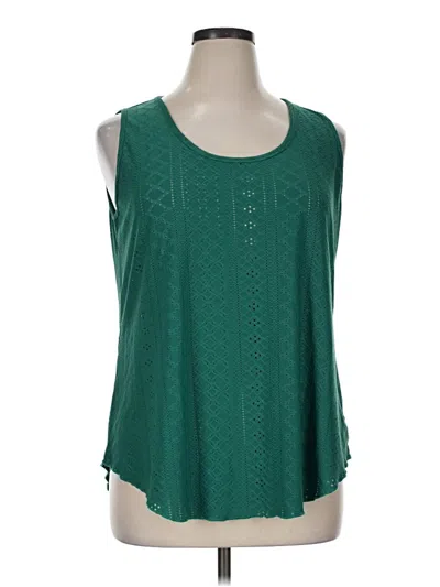 Pre-owned Ofeefan Tank Top Green Cold Shoulder Neckline Tops