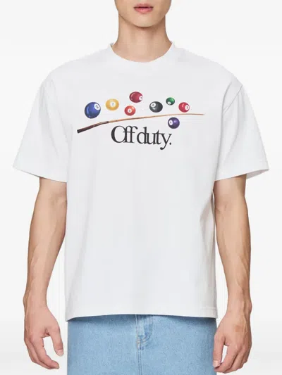 Off Duty Billiards Graphic-print Cotton T-shirt In White