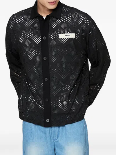 Off Duty Nauru Perforated Logo-patch Shirt In Black