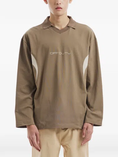 Off Duty Ovan Contrast-panel Long-sleeve T-shirt In Brown
