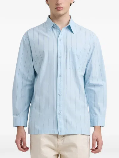 Off Duty Reggie Striped Pocket Shirt In Blue