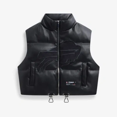 Off Season Black Buffalo Bills Faux Leather Cropped Puffer Vest