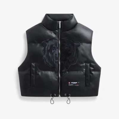 Off Season Black Chicago Bears Faux Leather Cropped Puffer Vest
