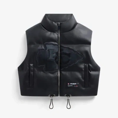 Off Season Black Kansas City Chiefs Faux Leather Cropped Puffer Vest