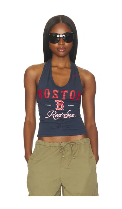 Off Season Boston Red Sox Ruched Halter Top In Blue