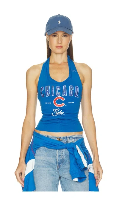 Off Season Chicago Cubs Ruched Halter Top In Blue