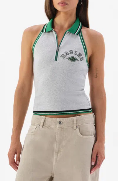Off Season Collared Halter Tank In Gray
