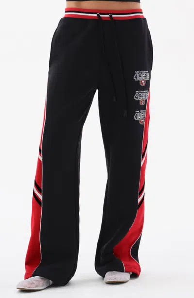 Off Season Colorblocked Fleece Straight Leg Pants In Black