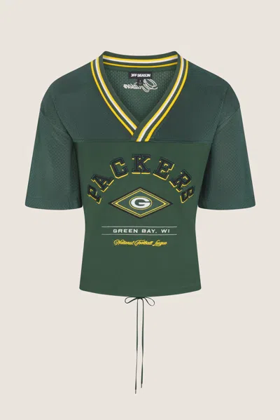Off Season Femme V Neck Lace Back Tshirt In Green