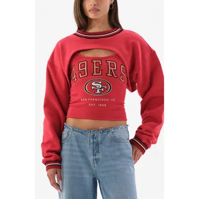 Off Season Fleece Shrug Cami In Red