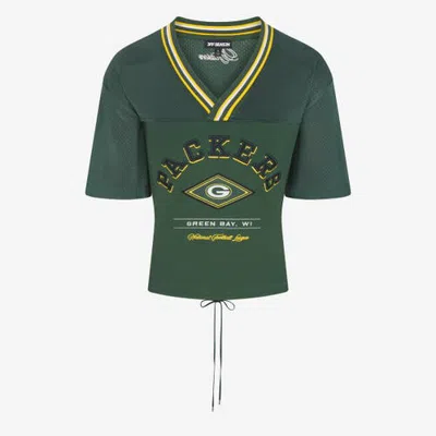 Off Season Green Green Bay Packers Lace-back V-neck T-shirt