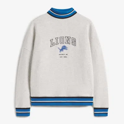 Off Season Heather Gray Detroit Lions Mock Neck Sweatshirt