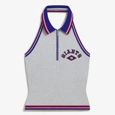 Off Season Heather Gray New York Giants Collared Halter Top