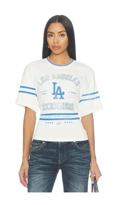 Off Season La Dodgers Femme Lace-back Graphic Tee In White