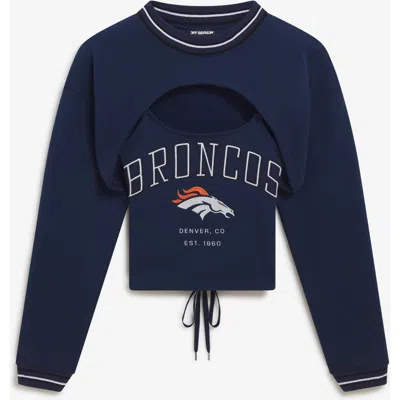 Off Season Navy Denver Broncos Fleece Shrug Cami