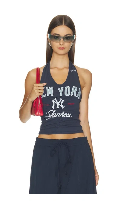 Off Season Ny Yankees Ruched Halter Top In Multi