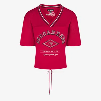 Off Season Red Tampa Bay Buccaneers Lace-back V-neck T-shirt