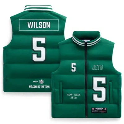 Off Season Unisex Garrett Wilson Green New York Jets Player Puffer Vest