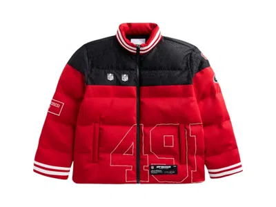 Pre-owned Off Season X Nfl San Francisco 49ers Team Puffer Jacket In Scarelet Red Red/black