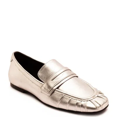 Off The Hook London Charing Metallic Penny Loafer In Silver
