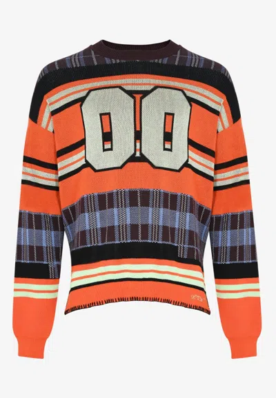 Off-white 00 Check-stripe Knitted Sweater In Multi