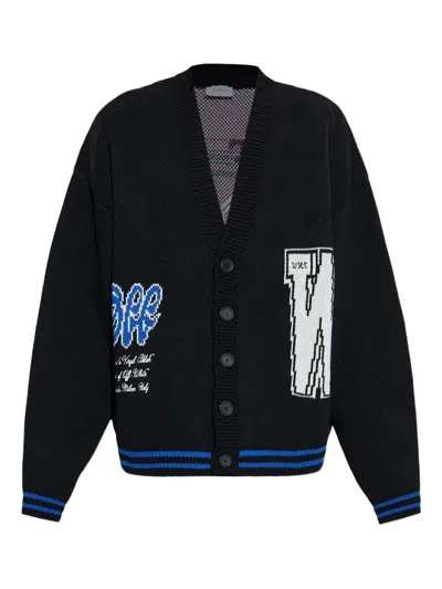 Off-white 00 Glide Diag Vars Knit Cardigan In Black