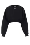 Off-white Logo Embroidered Cropped Sweatshirt In Black