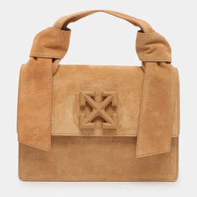 Pre-owned Off-white 1.4 Jitney Beige Suede Shoulder Bag In Sand