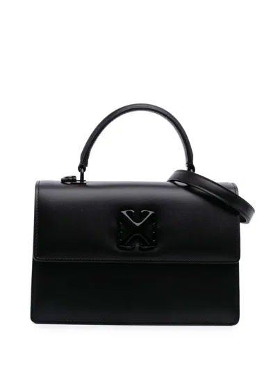 Pre-owned Off-white 2019-2025 Calfskin Jitney 1.4 Top Handle Bag Satchel In Black