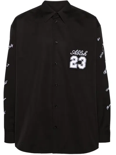 Off-white Logo 23 Cotton Overshirt In Black