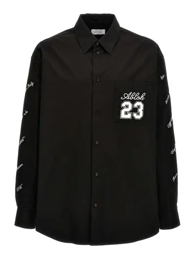 Off-white Logo 23 Cotton Overshirt In Black