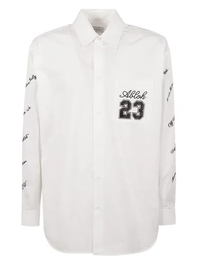 Off-white 23 Logo Heavycot Overshirt In White/black