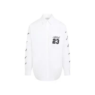 Off-white 23 Logo Heavycot White Black Cotton Overshirt