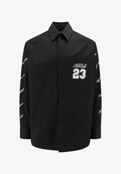 Off-white 23 Logo Print Long-sleeved Shirt In Black