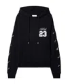 Off-white Embroidered Brushed Cotton Hoodie In Black