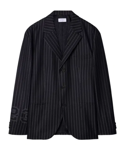 OFF-WHITE OFF-WHITE 23-PRINT PINSTRIPED STRAIGHT HEM BLAZER