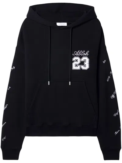 Off-white 23 Skate Logo-embroidered Hoodie In Black White